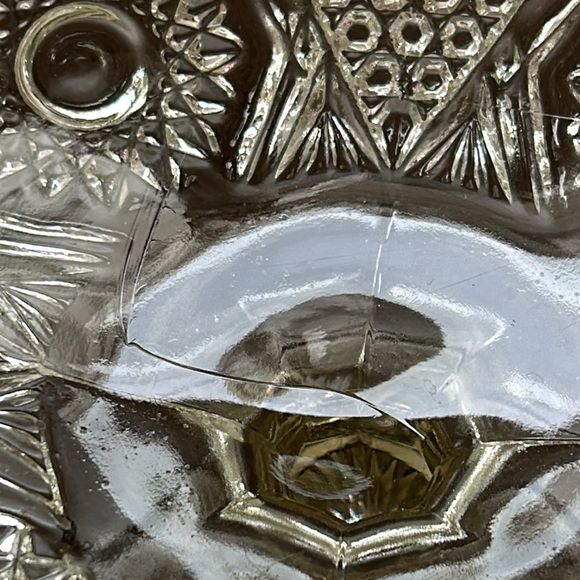 Vintage 1910 Keystone Pattern Pedestal Compote by U.S. Glass Co. (Reproduction) - Picture 8 of 14